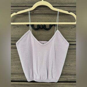 NEW Free People Lurex Cropped Tank NWOT Purple Glitter Crop Top Brami